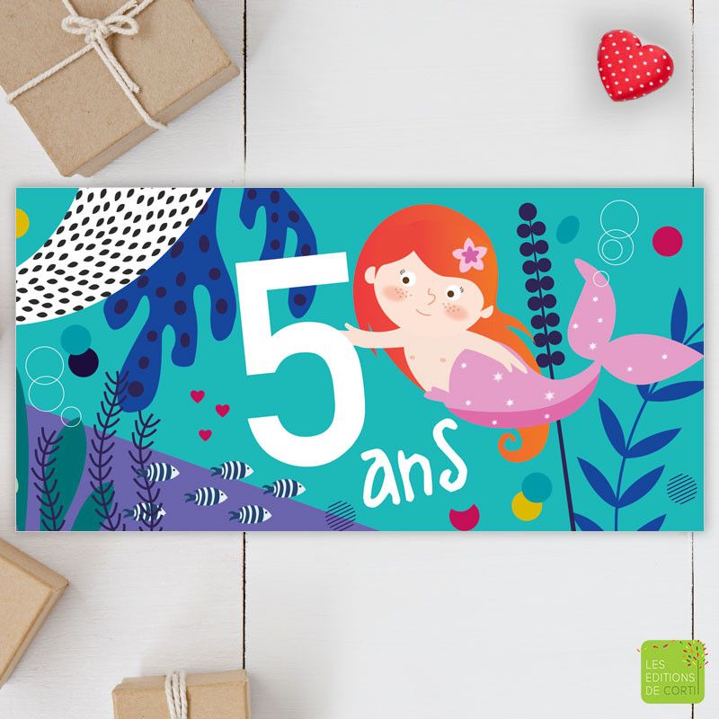 Carte d'anniversaire double avec enveloppe - 5 ans (petite sirene) - 🧸 La  boutique en ligne Des Jouets Voyageurs