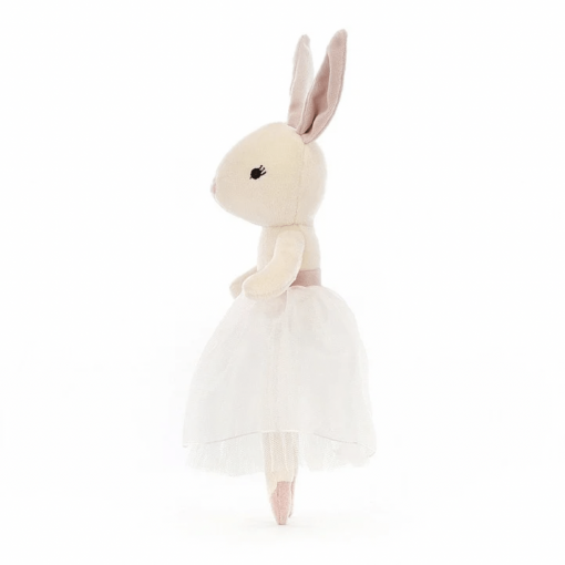 Lapine danseuse étoile de la marque Jellycat. Elle porte un tutu blanc. La lapine est de couleur blanche et mesure 20x4cm.