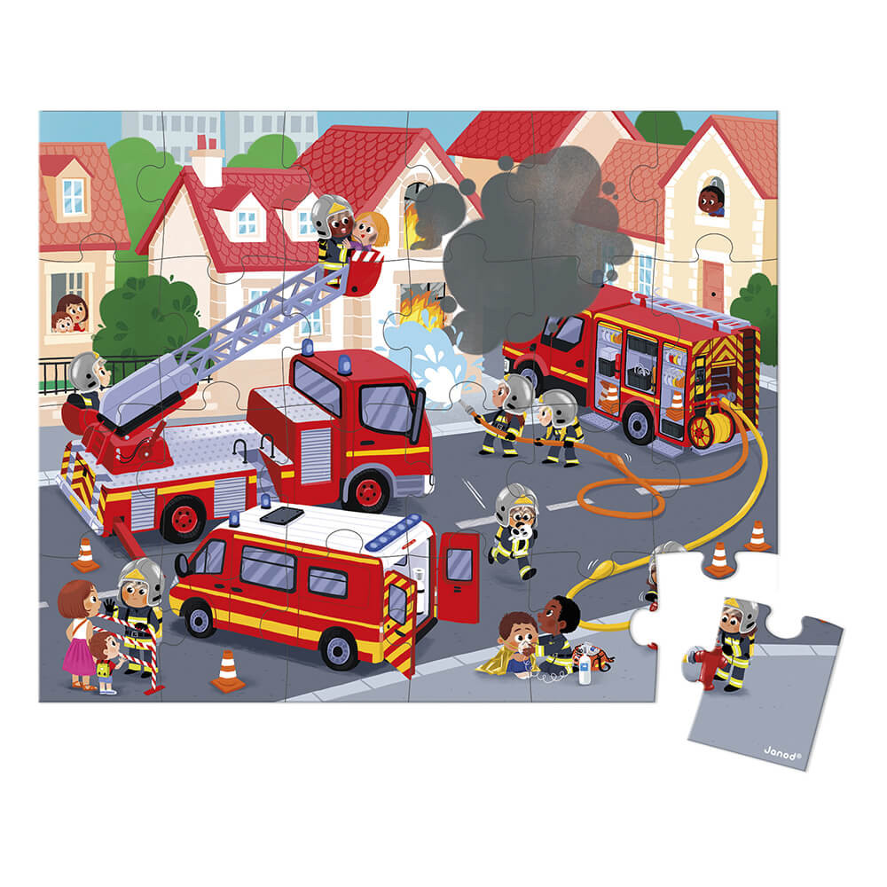 Puzzle 24 pièces Janod - Les pompiers 3 + - 🧸 La boutique en ligne Des  Jouets Voyageurs