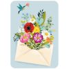 Carte postale illustrée d'un enveloppe remplie d'un bouquet de fleurs des champs Cartes d'art