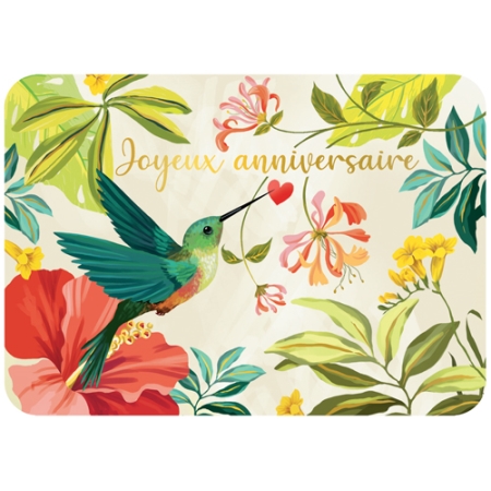 carte postale joyeux anniversaire colibri cartes d'art